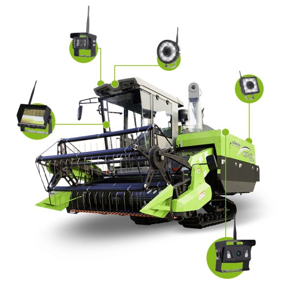 Sistema di telecamere wireless con visione notturna AHD da 7 pollici con luce di lavoro per macchine agricole缩略图